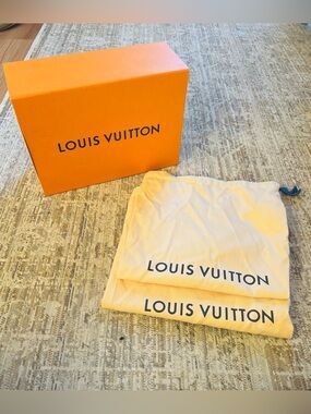 Louis Vuitton Orange Box with Cream Drawstring Dust Bags - Empty Box